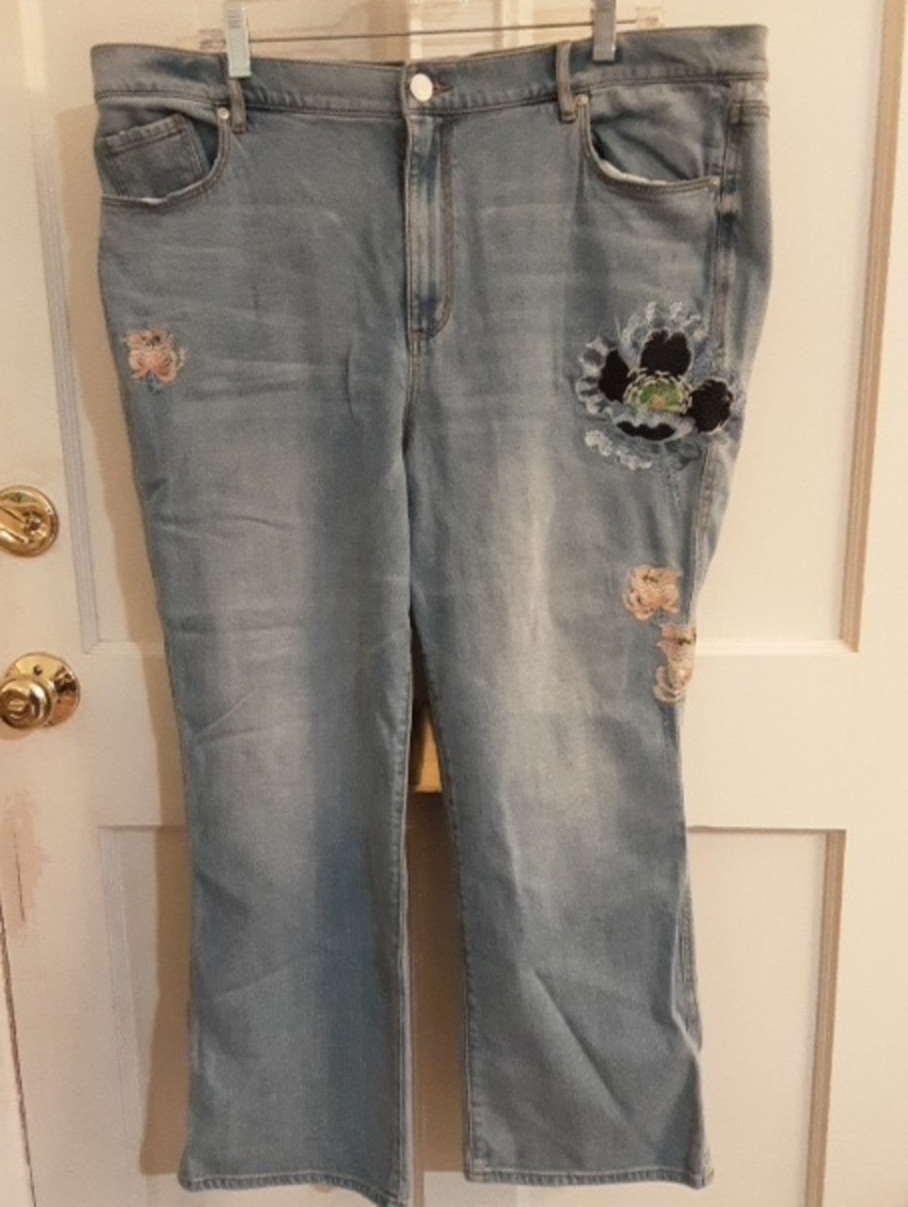 LOFT Light Blue Boot Cut Jeans with Floral Embroidery